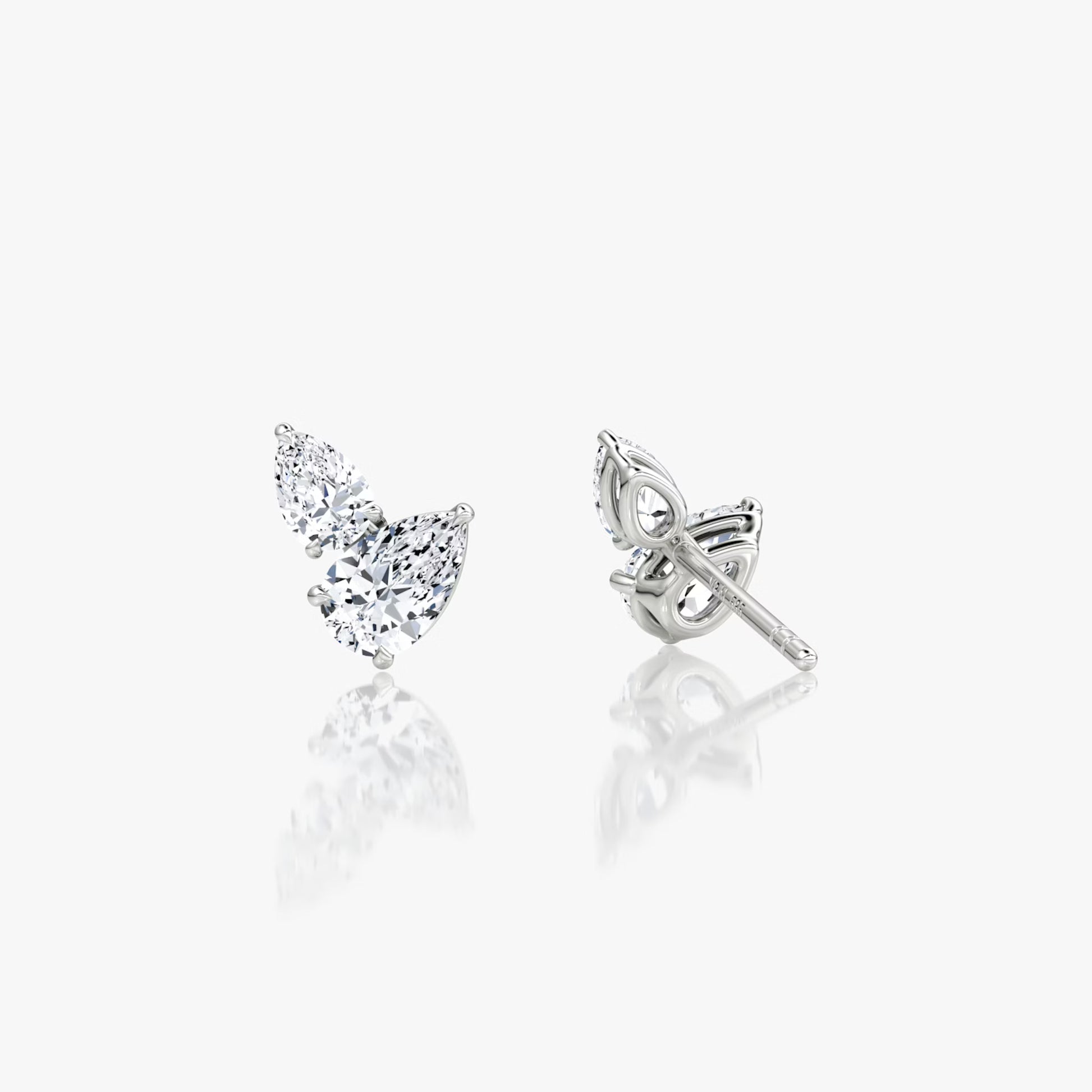White :: two stone lab grown diamond earrings toi et moi design white gold elegant modern studs