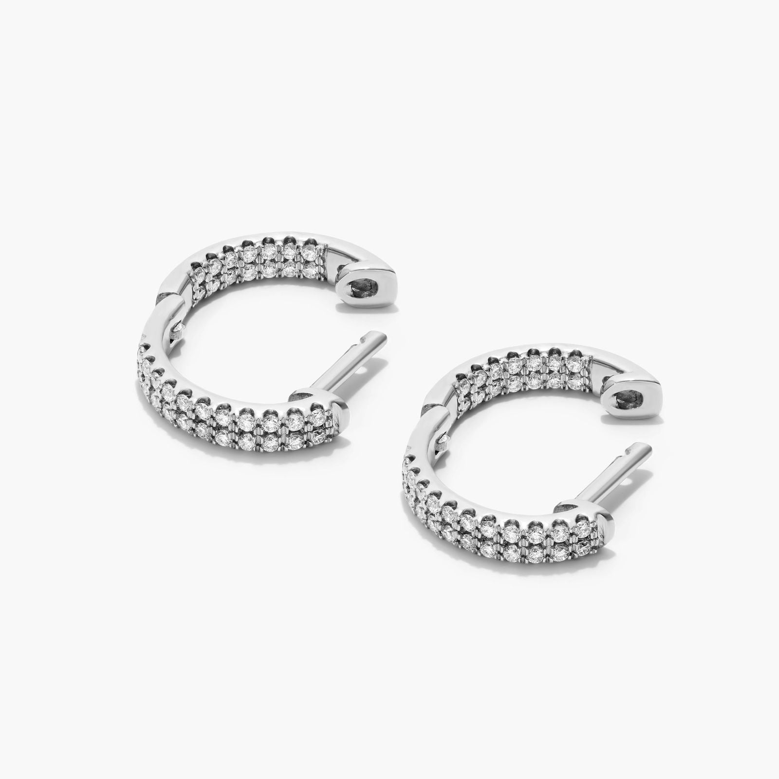 White|Rose :: full diamond hoop earrings lab grown inside out pave design white gold statement luxury jewelry