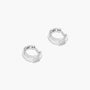 White :: delicate oval lab grown diamond huggie earrings bezel design white gold subtle everyday luxury