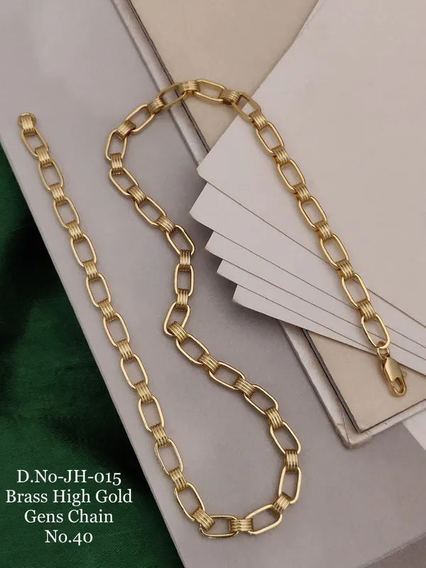 Linked Superior Quality Hand-finished Design Golden Color Chain For Men