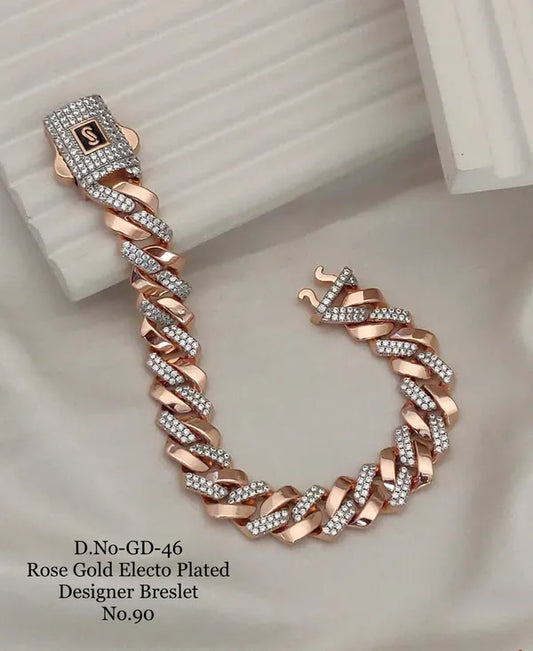 Rose Gold Electo Plated Designer Cuban Bracelet