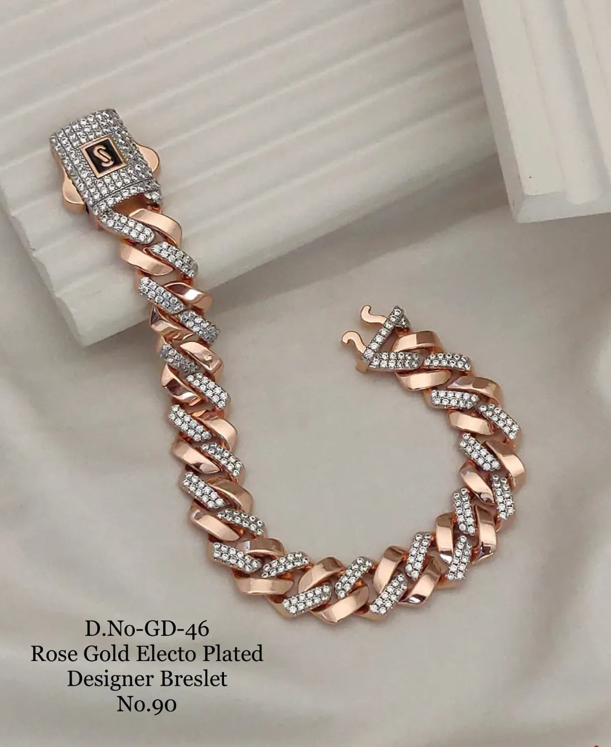 Rose Gold Electo Plated Designer Cuban Bracelet