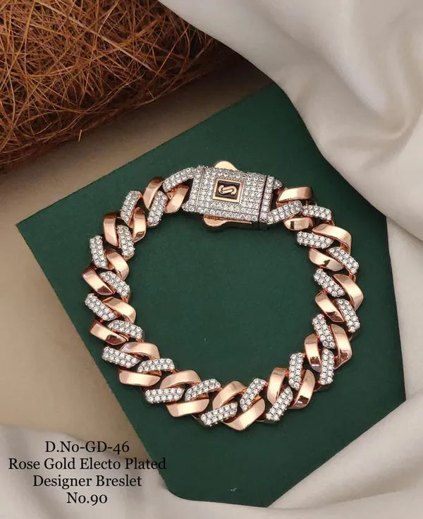 Rose Gold Electo Plated Designer Cuban Bracelet