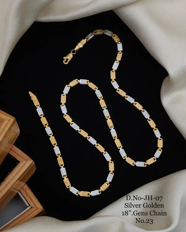Silver Golden Anti Tarnish & Waterproof Chain For Men & Boys