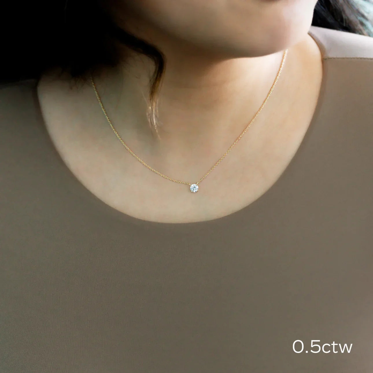 Floating Round Lab Grown Diamond Pendant With Chain, EF Color, VS Clarity, IGI Certified