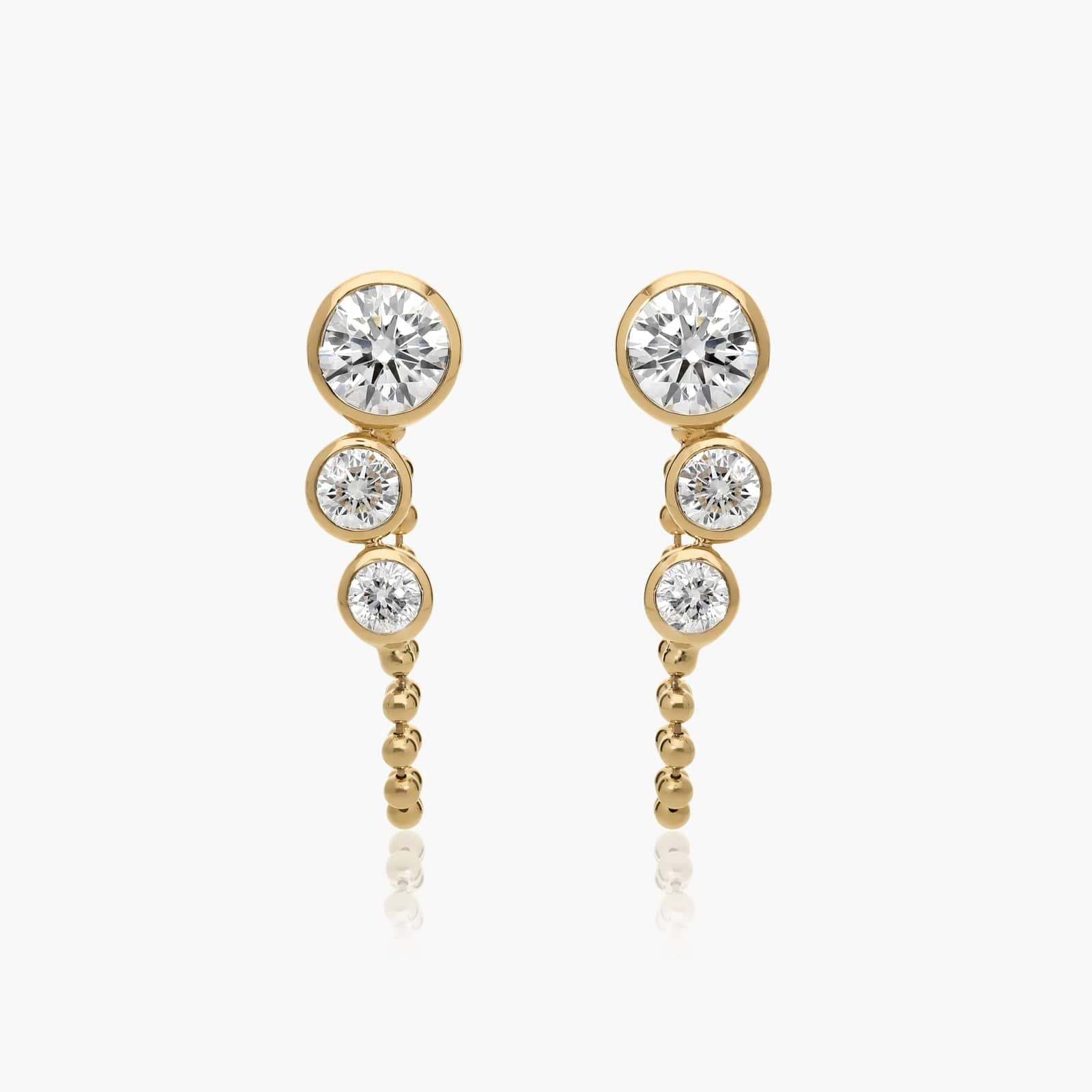 Common :: bezel lab grown diamond front back chain earrings modern ear jacket design white gold minimal luxury jewelry