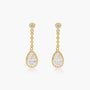 Common :: pear shape lab grown diamond bezel chain drop earrings elegant teardrop design white gold modern fine jewelry