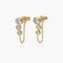 Common :: lab grown diamond chain earrings front back style bezel set white gold contemporary layered fine jewelry