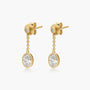Common :: modern oval bezel lab grown diamond chain drop earrings white gold sleek minimal fine jewelry