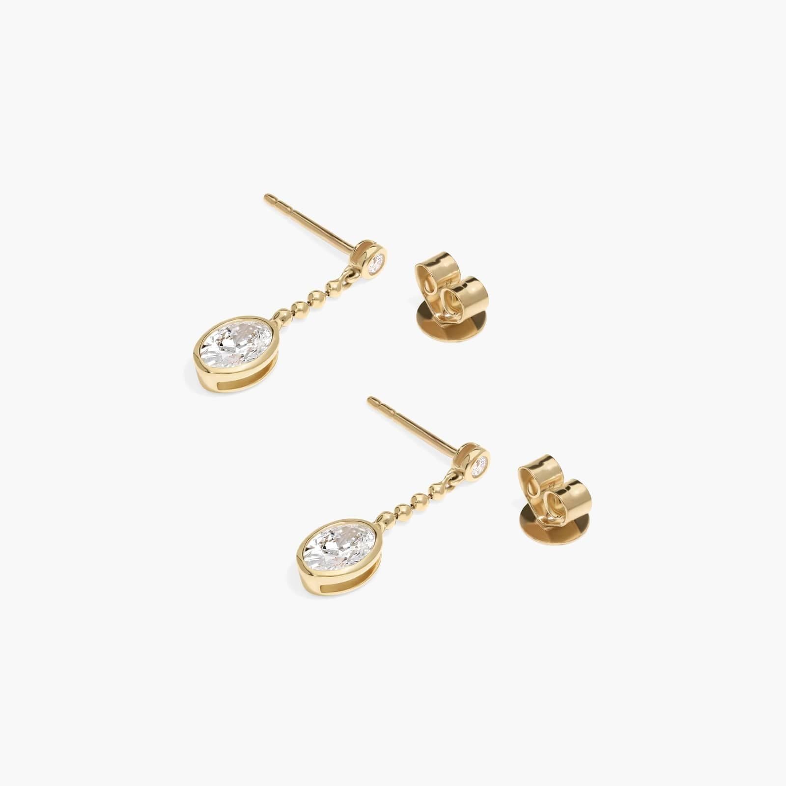 Common :: delicate oval lab grown diamond chain earrings bezel drop design white gold contemporary elegant jewelry