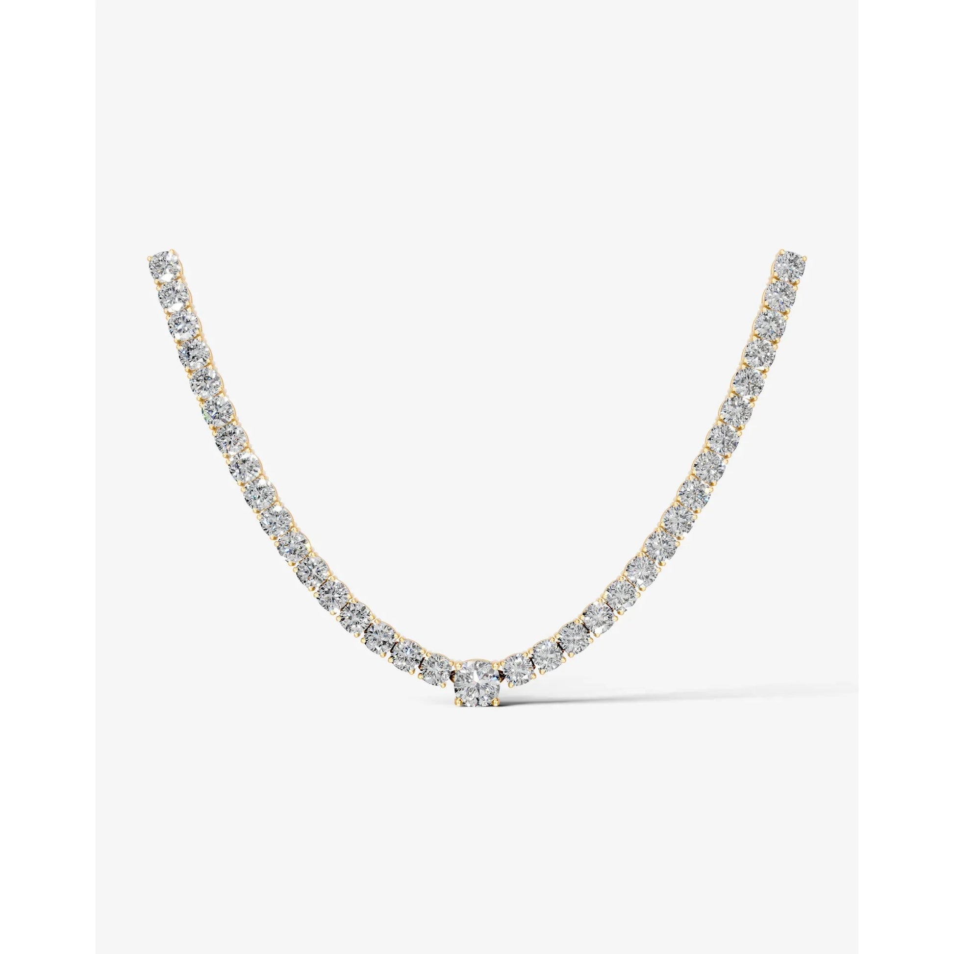 yellow :: cushion brilliant lab grown diamond rivière necklace four prong setting