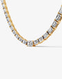yellow :: emerald cut lab grown diamond rivière necklace four prong setting