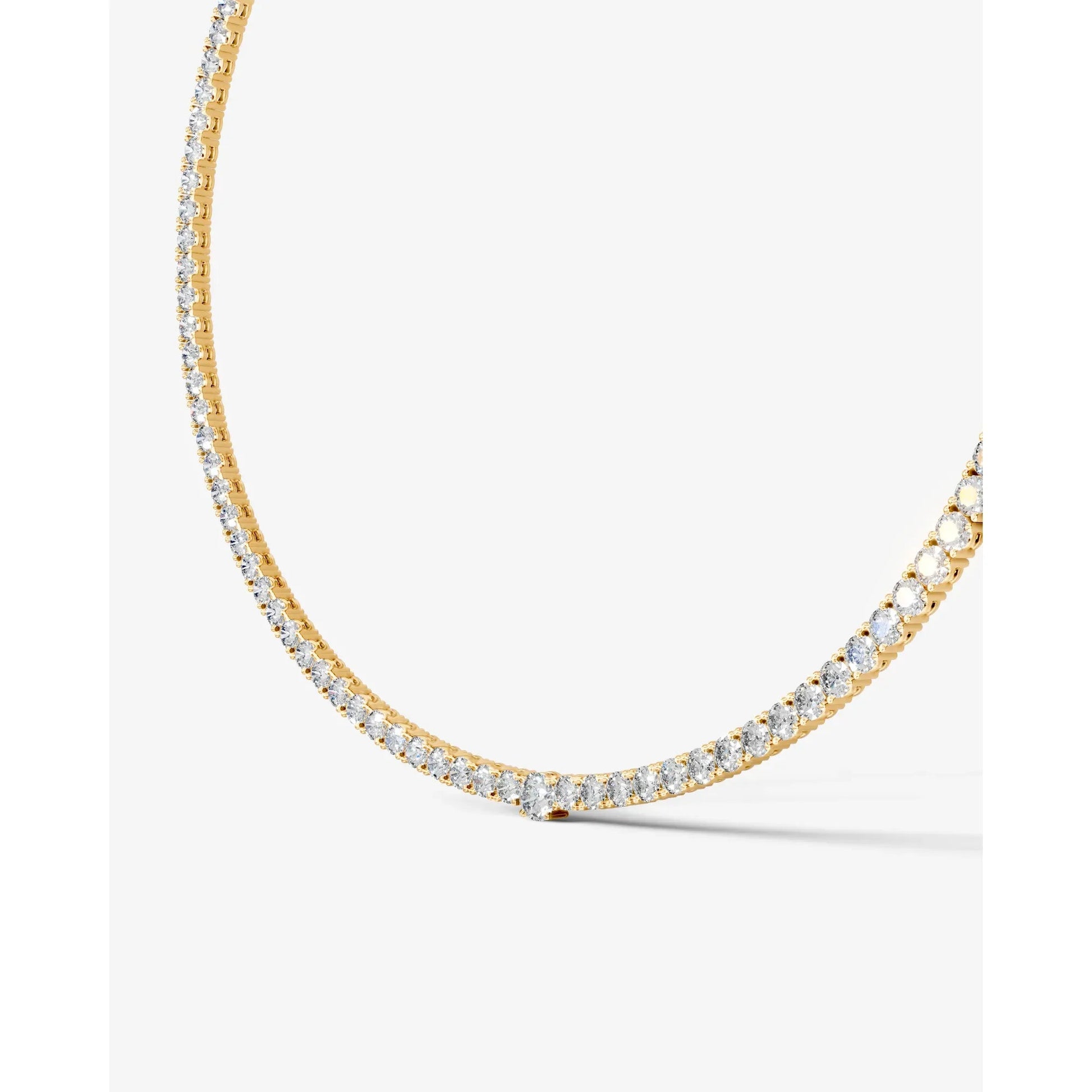 yellow :: round brilliant lab grown diamond rivière necklace four prong setting