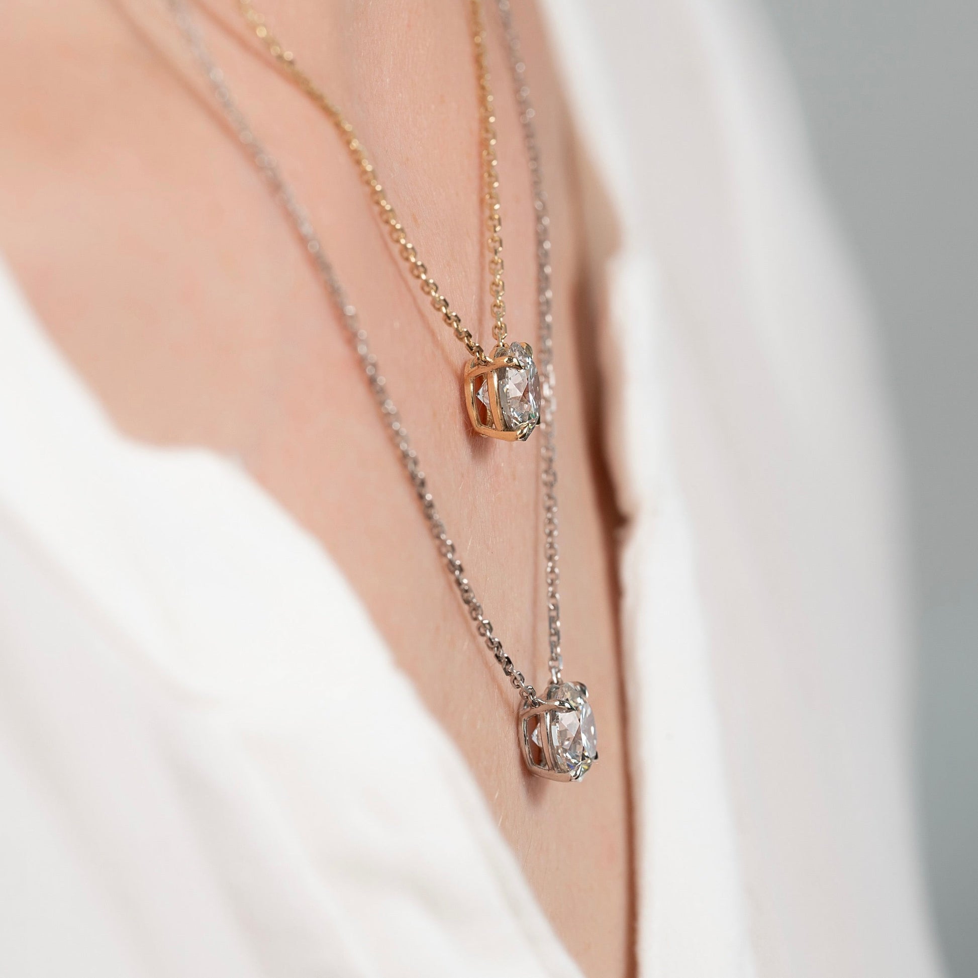 yellow :: polished yellow gold lab diamond pendant necklace for refined styling