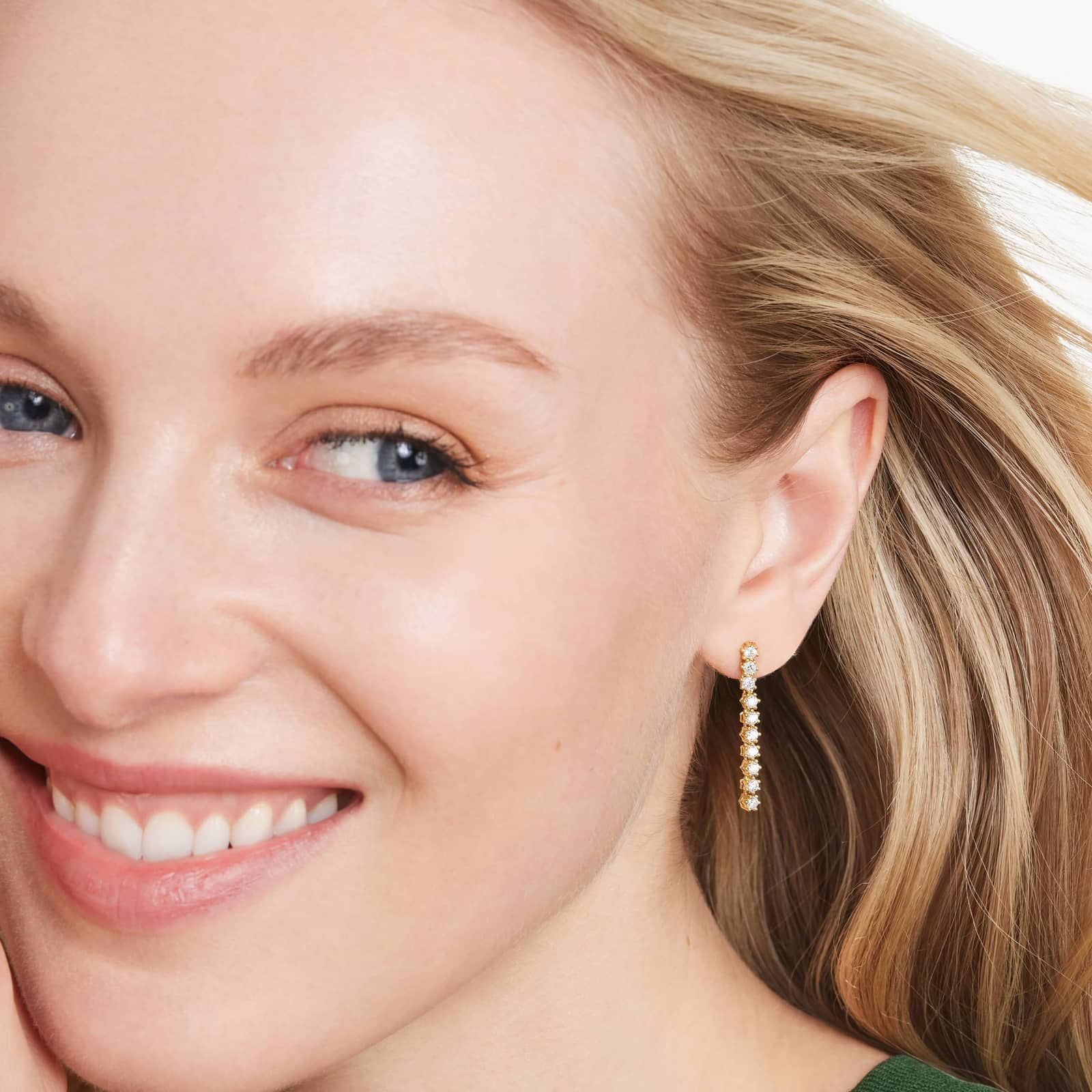Yellow :: lightweight lab grown diamond drop earrings 0.75 carat white gold delicate luxury jewelry