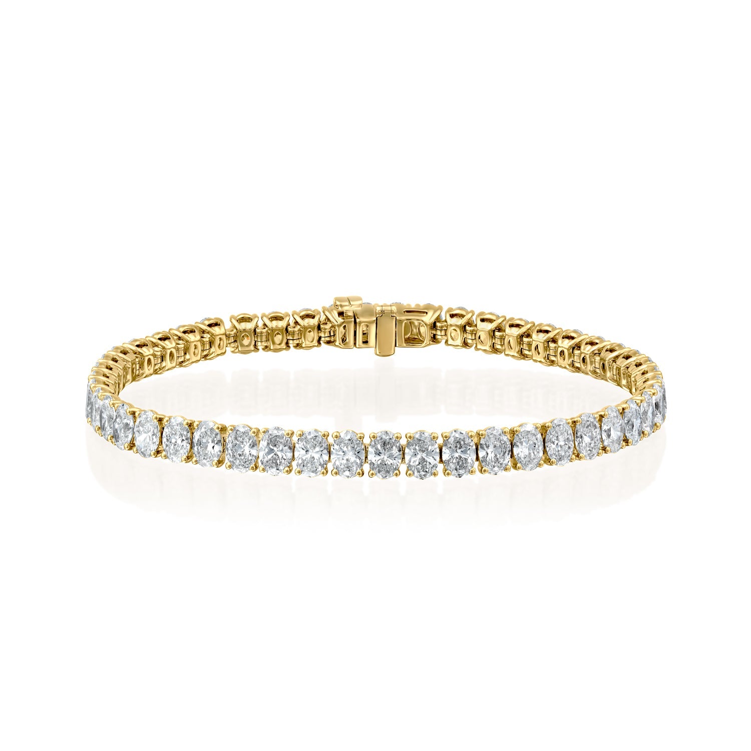 yellow :: 15 carat oval lab grown diamond tennis bracelet IGI certified