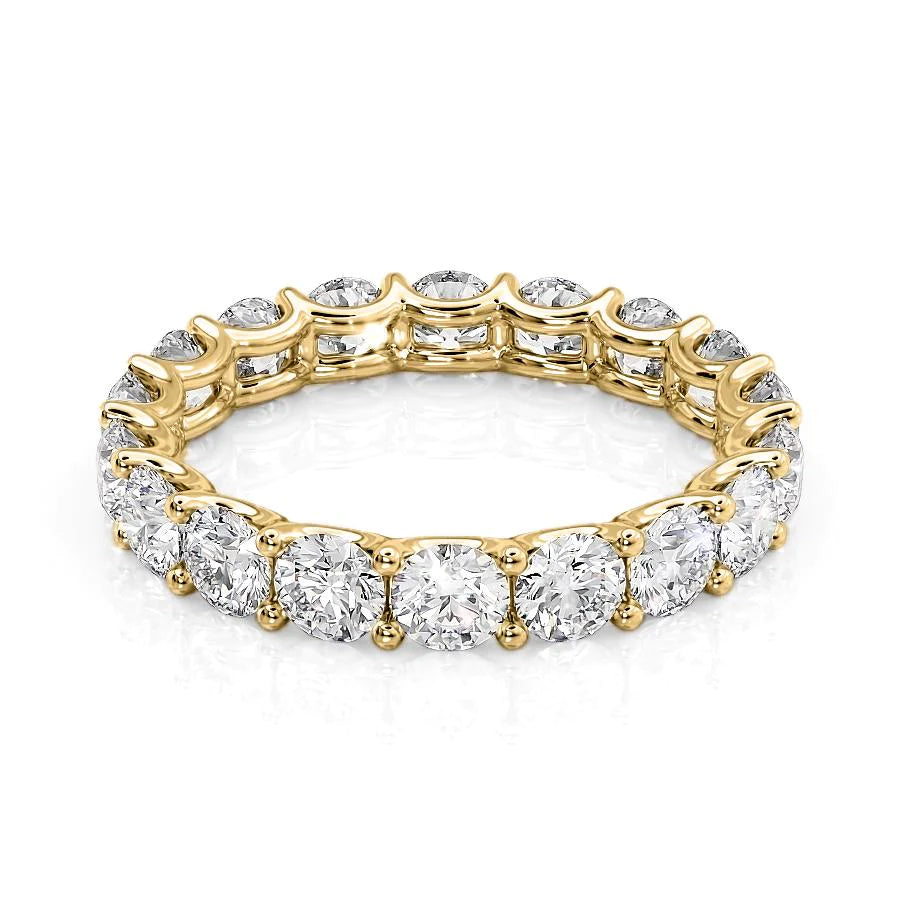 Yellow :: Zenorique 3.5ct round u prong lab grown diamond eternity ring IGI certified yellow gold luxury wedding band