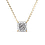 yellow :: cushion cut diamond pendant necklace crafted in yellow gold