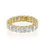 Yellow :: Oramara 5ct emerald u prong lab grown diamond eternity ring IGI certified yellow gold ultra luxury band