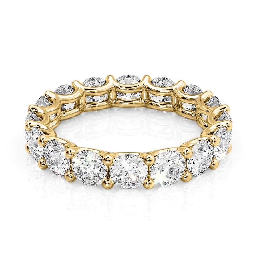 Yellow :: Zenorique 4ct round u prong lab grown diamond eternity ring IGI certified yellow gold luxury wedding band
