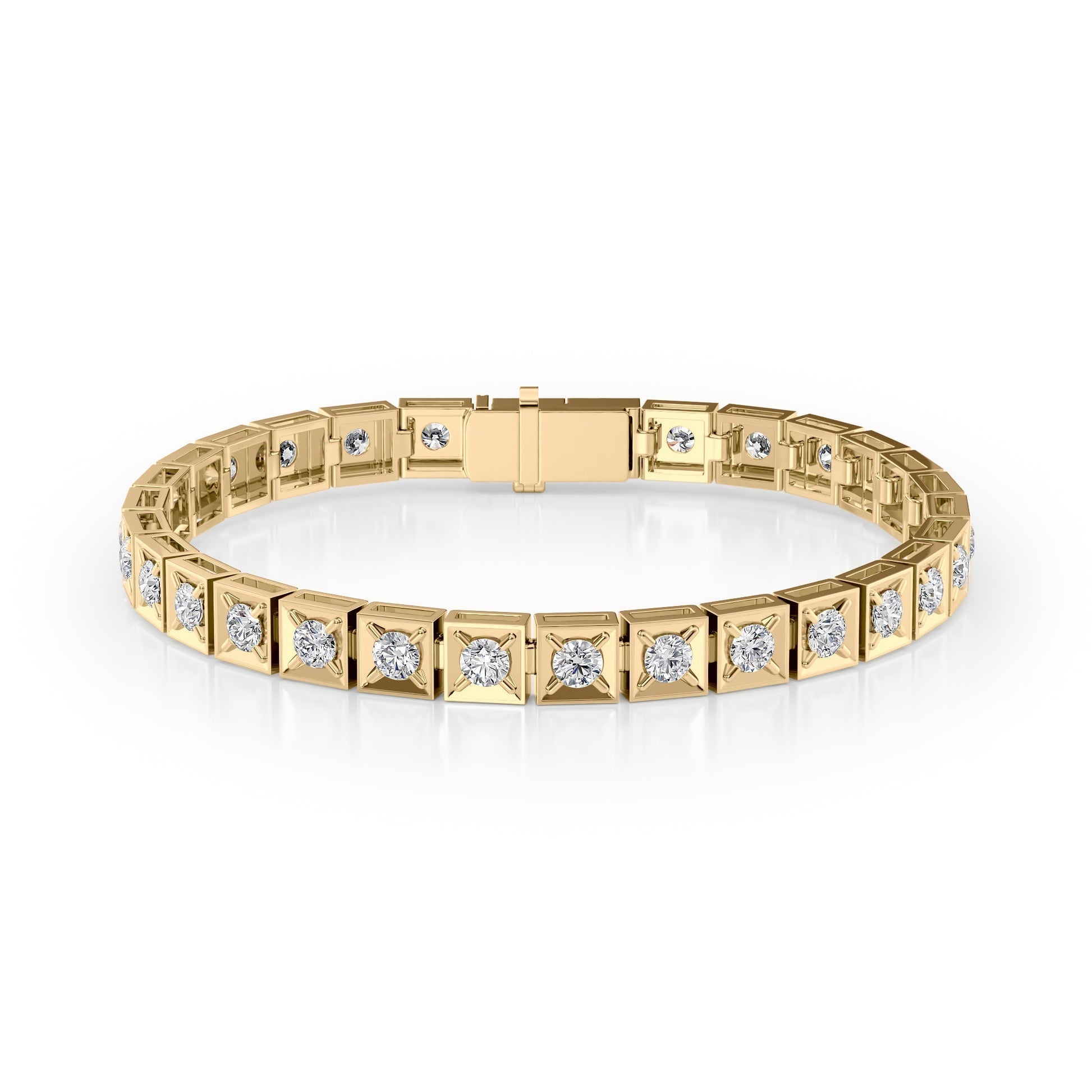 yellow :: 4.5 carat chocolate style round lab grown diamond tennis bracelet IGI certified