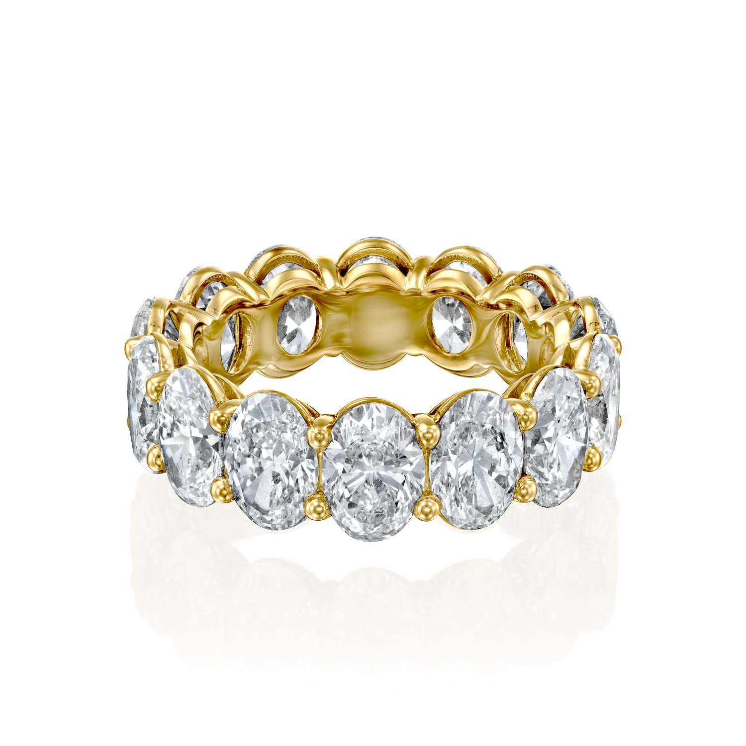 Yellow :: Norentia 7ct oval lab grown diamond eternity ring IGI certified yellow gold ultra luxury wedding band