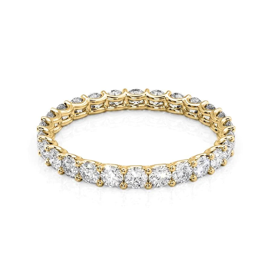 Yellow :: Zenorique 1.2ct round u prong lab grown diamond eternity ring IGI certified yellow gold wedding band