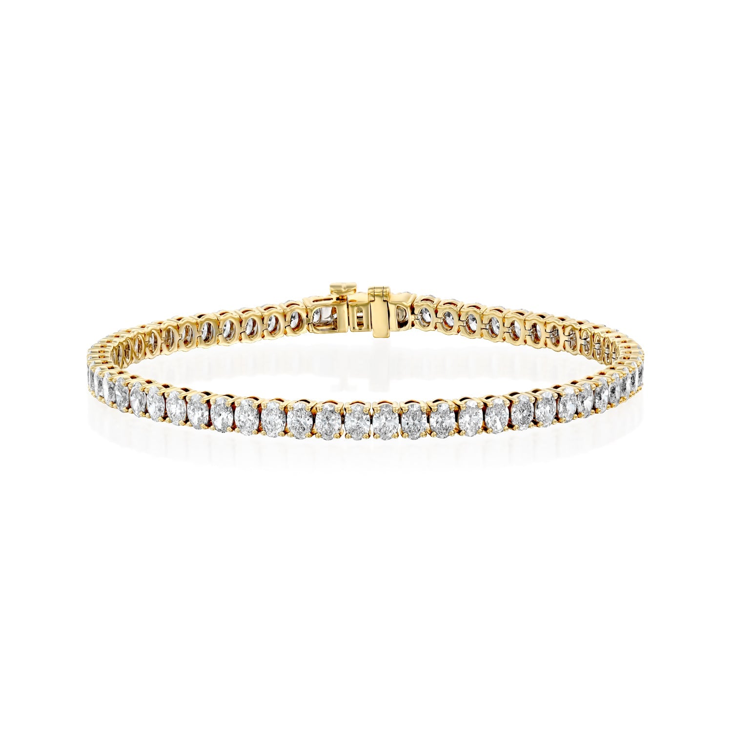 yellow :: 10 carat oval lab grown diamond tennis bracelet IGI certified
