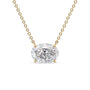 yellow :: warm yellow gold oval solitaire necklace with brilliant lab diamond center