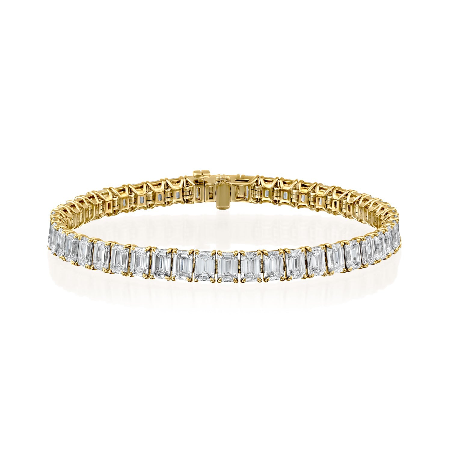 yellow :: 15 carat emerald lab grown diamond tennis bracelet IGI certified