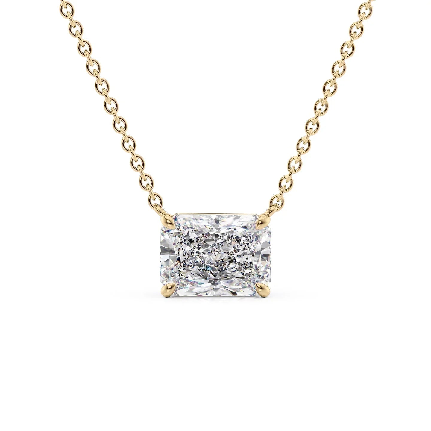 yellow :: radiant cut diamond pendant necklace crafted in yellow gold