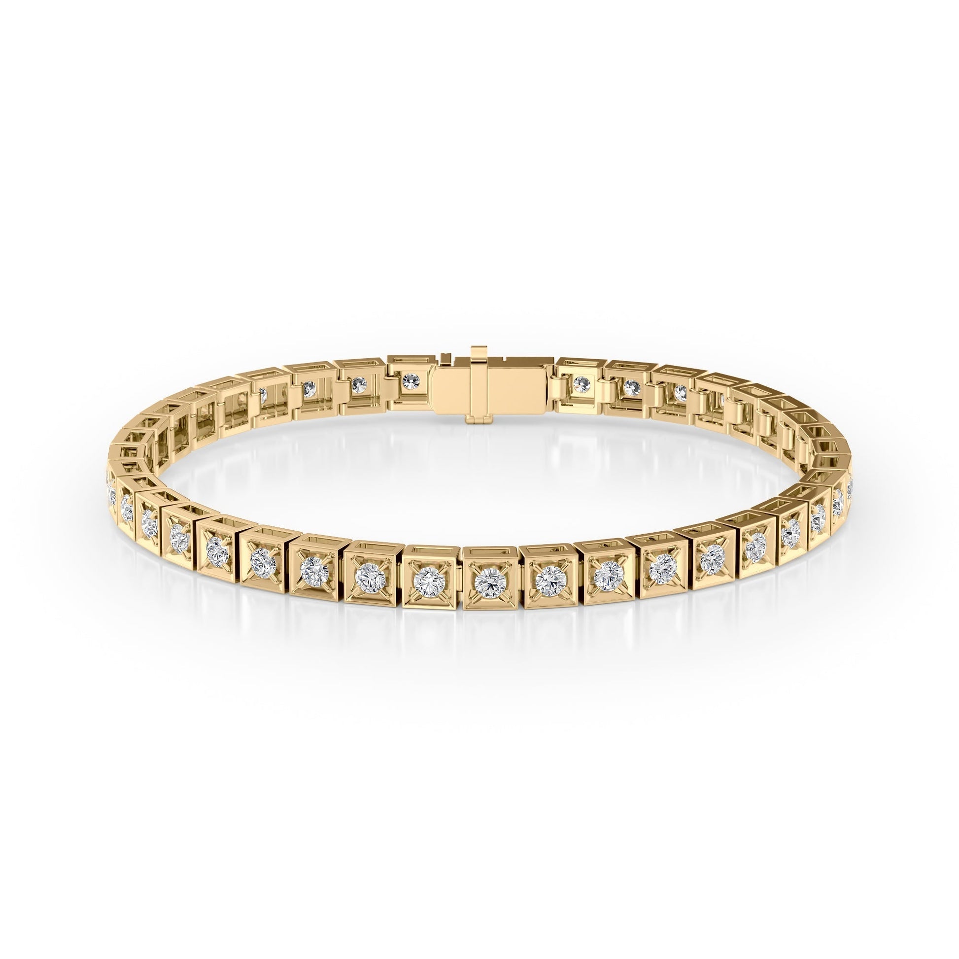 yellow :: 2 carat chocolate style round lab grown diamond tennis bracelet IGI certified
