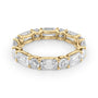 Yellow :: Calmorae 4.2ct alternating emerald and round lab grown diamond eternity ring IGI certified yellow gold luxury band