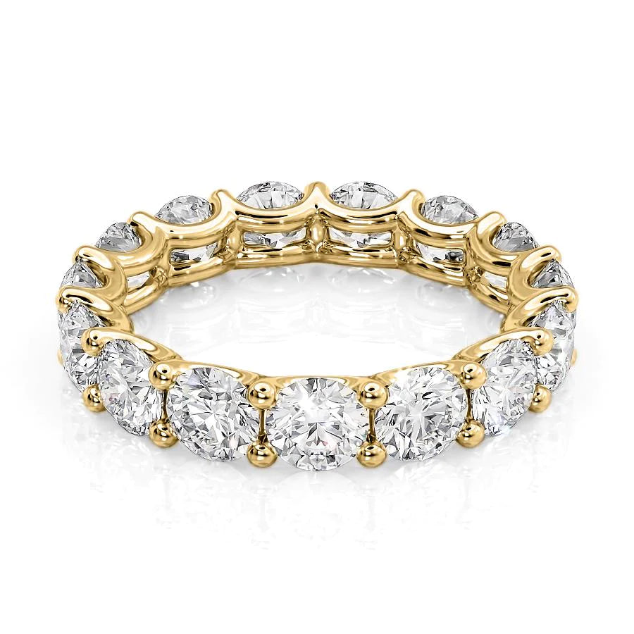 Yellow :: Zenorique 4.5ct round u prong lab grown diamond eternity ring IGI certified yellow gold ultra luxury wedding band