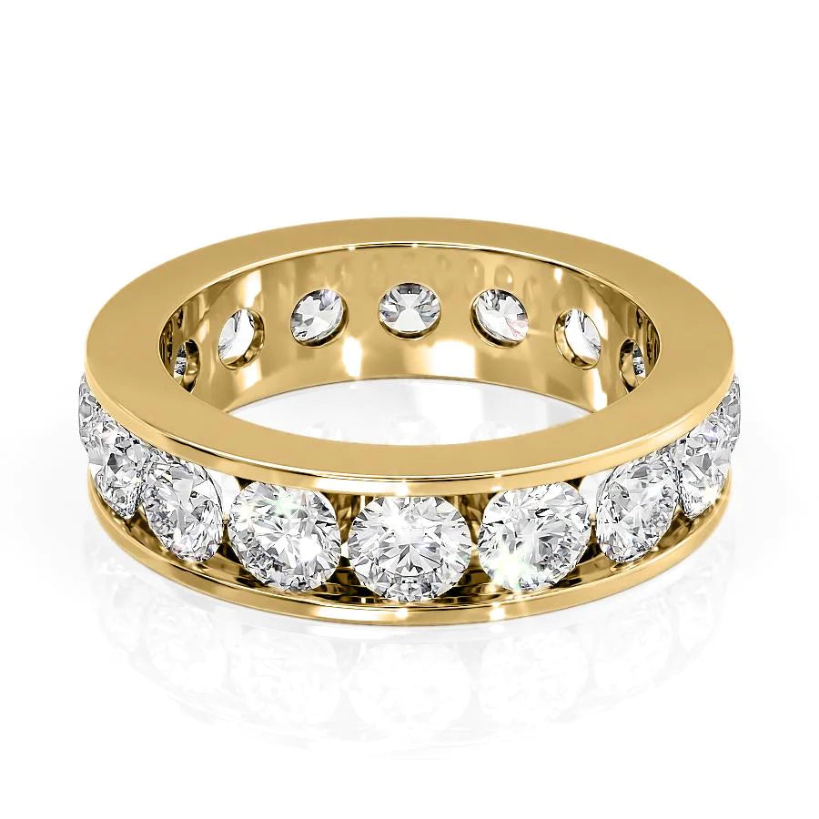 Yellow :: Seraviquea 4ct round channel lab grown diamond eternity ring IGI certified yellow gold ultra luxury band