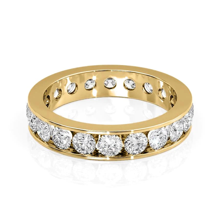 Yellow :: Seraviquea 2ct round channel lab grown diamond eternity ring IGI certified yellow gold