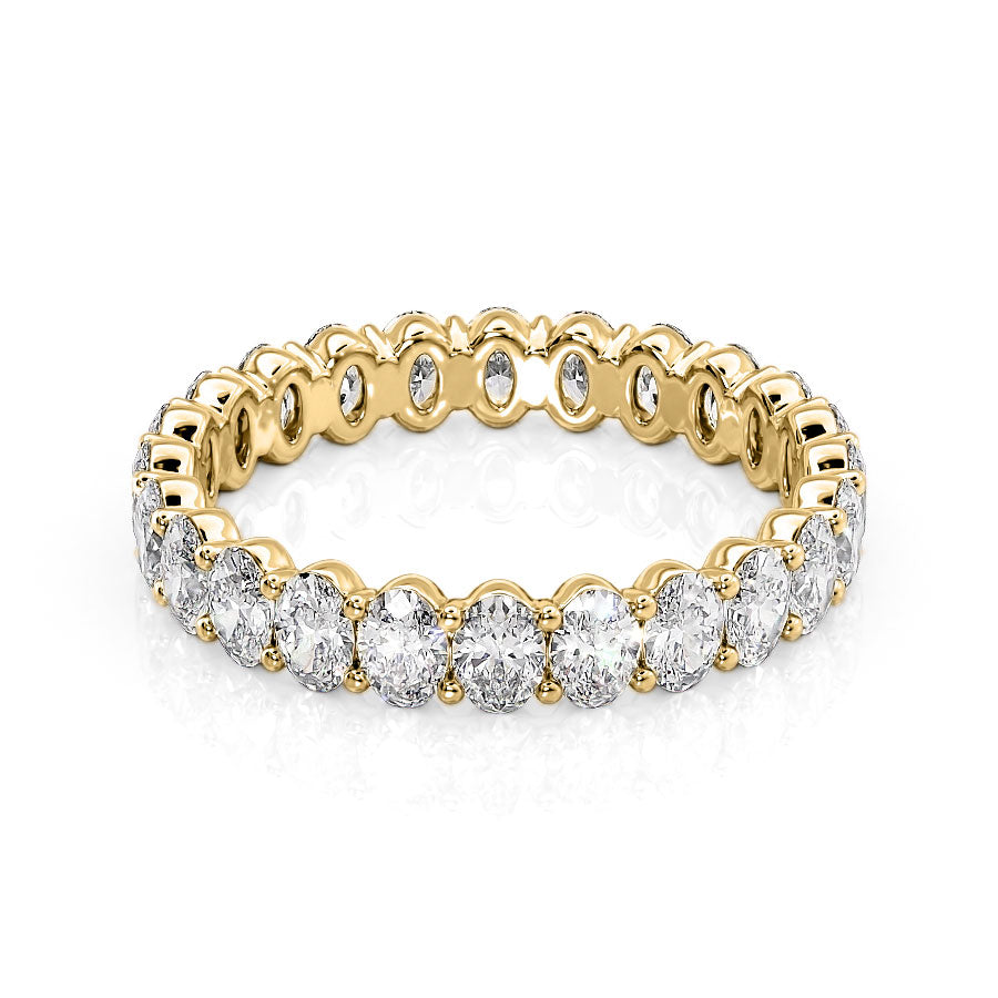 Yellow :: Norentia 2ct oval lab grown diamond eternity ring IGI certified yellow gold wedding band