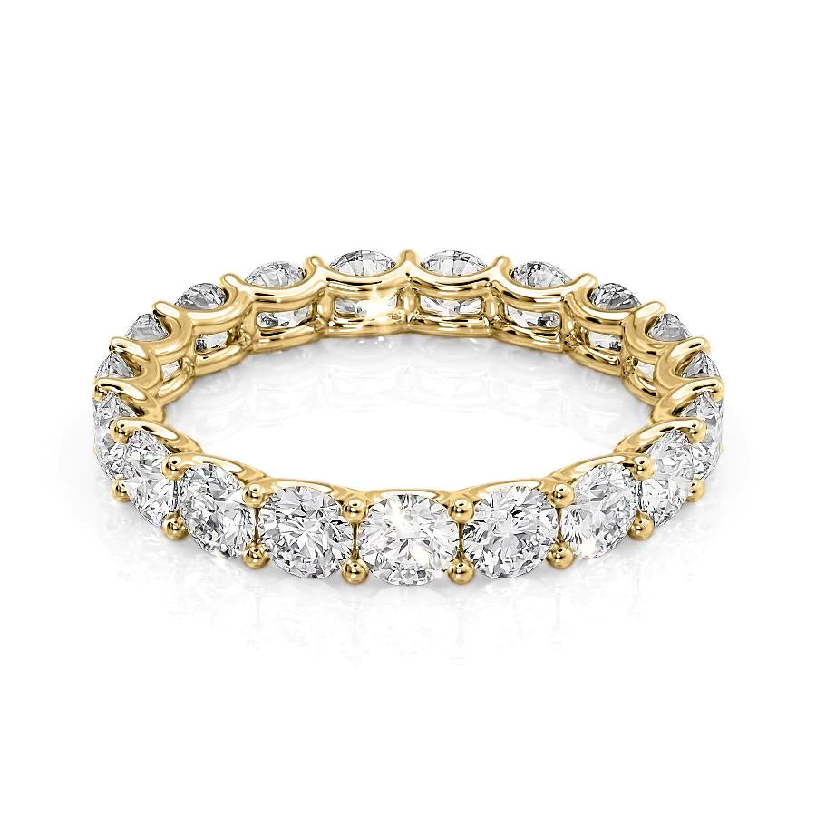 Yellow :: Zenorique 2.5ct round u prong lab grown diamond eternity ring IGI certified yellow gold wedding band