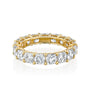 Yellow :: Zenvellae 5ct cushion lab grown diamond eternity ring IGI certified yellow gold ultra luxury wedding band