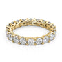 Yellow :: Velorique 3ct round trellis lab grown diamond eternity ring IGI certified yellow gold luxury band