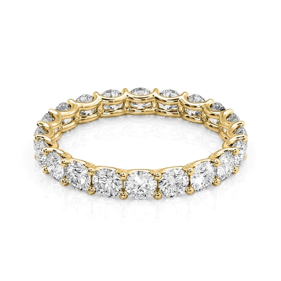 Yellow :: Zenorique 2ct round u prong lab grown diamond eternity ring IGI certified yellow gold wedding band