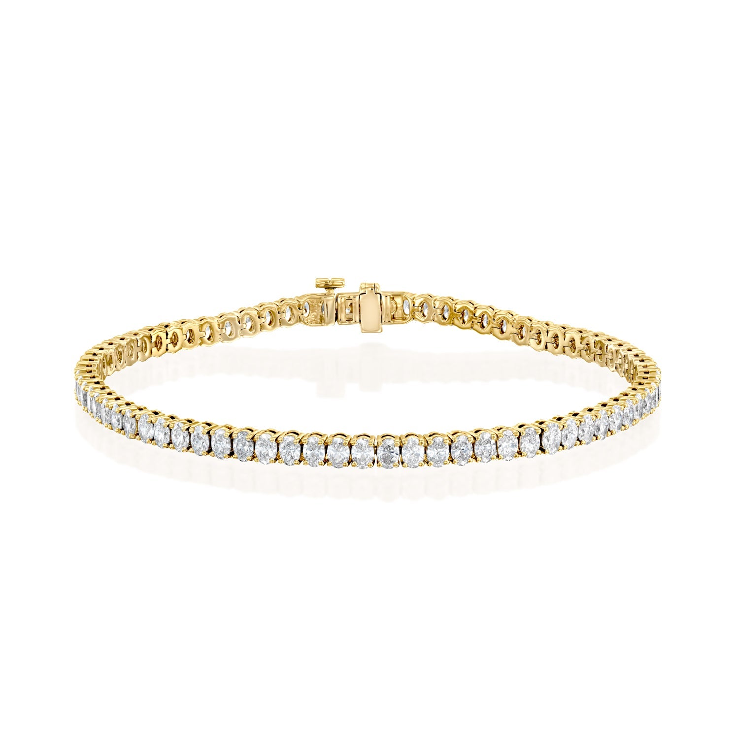 yellow :: 6 carat oval lab grown diamond tennis bracelet IGI certified