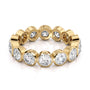 Yellow :: Seriquea 3ct round bezel lab grown diamond eternity ring IGI certified yellow gold luxury wedding band