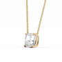 yellow :: 0.5 carat cushion solitaire necklace with rich golden styling