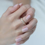 Yellow :: 3 carat round bezel set lab diamond eternity ring yellow gold full diamond band