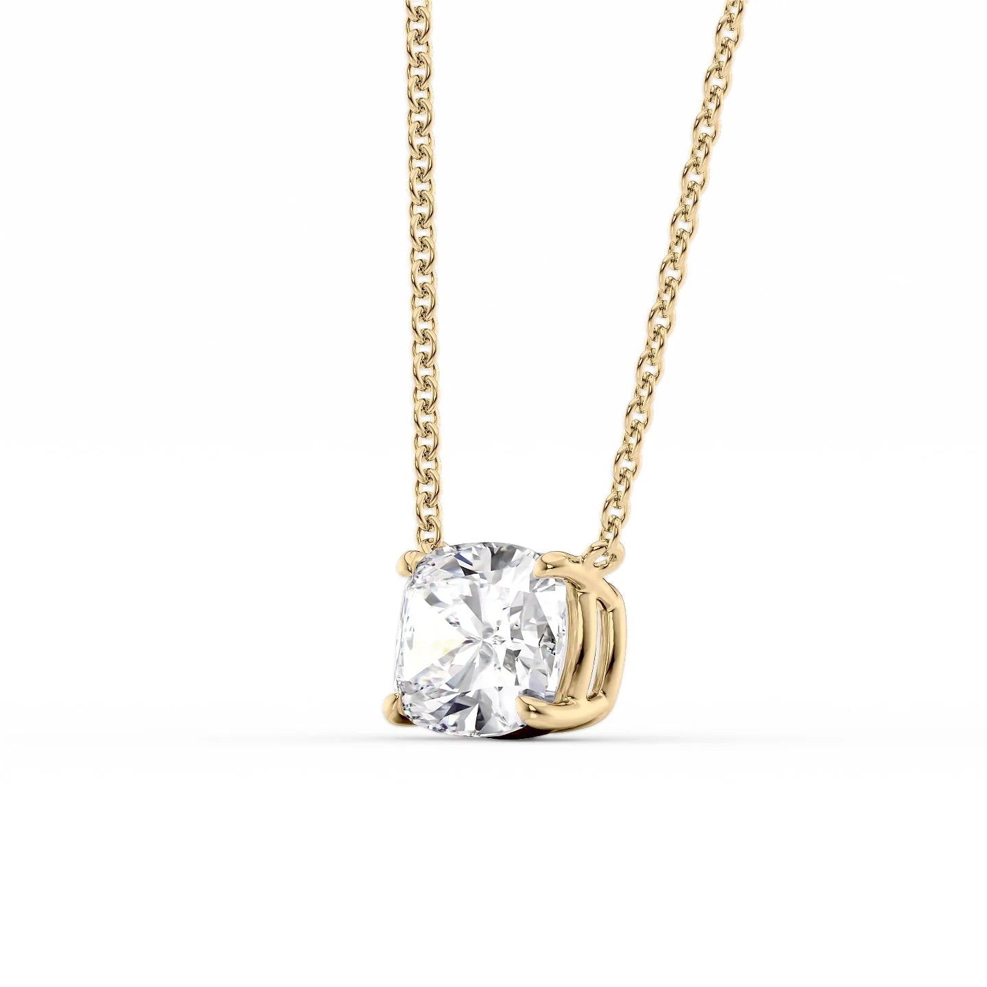 yellow :: 0.5 carat elongated cushion solitaire necklace with rich golden styling