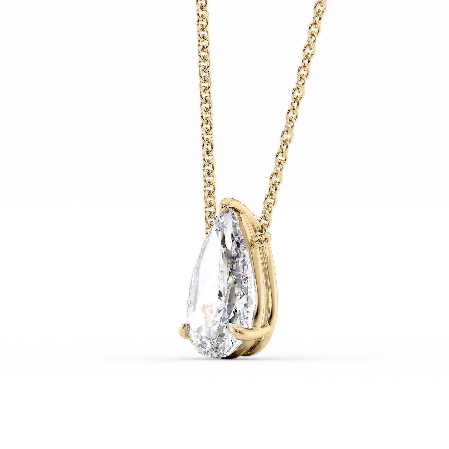yellow :: 0.8 ct pear solitaire necklace with brilliant diamond sparkle