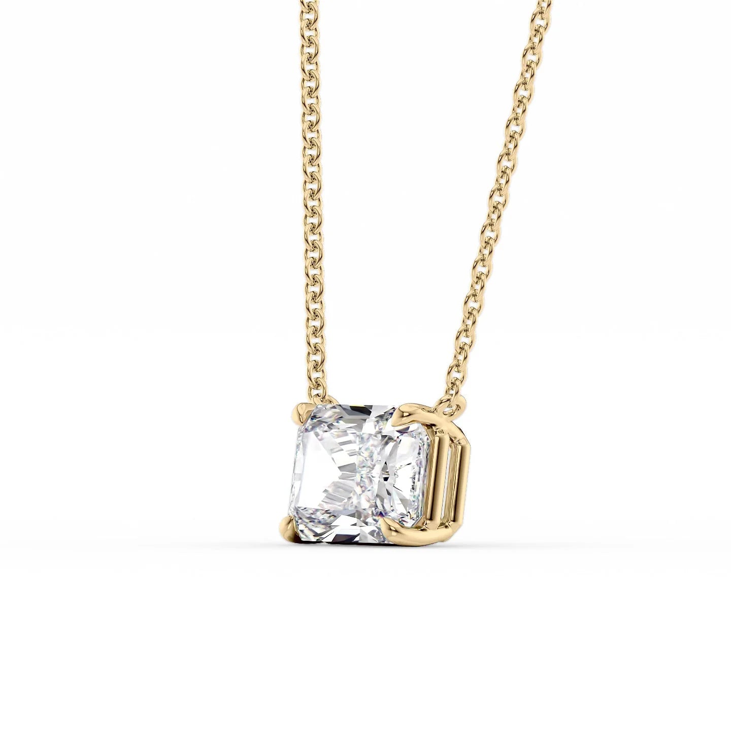yellow :: 0.5 carat radiant solitaire necklace with rich golden styling