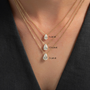 yellow :: 1 carat pear cut lab diamond pendant in yellow gold