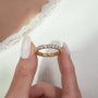 Yellow :: IGI certified 3ct round lab grown diamond eternity ring yellow gold trellis setting
